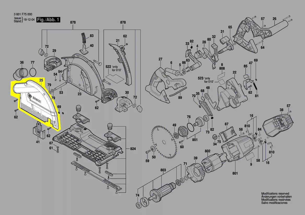 Capot de protection lame réf. 2 605 510 316 Bosch